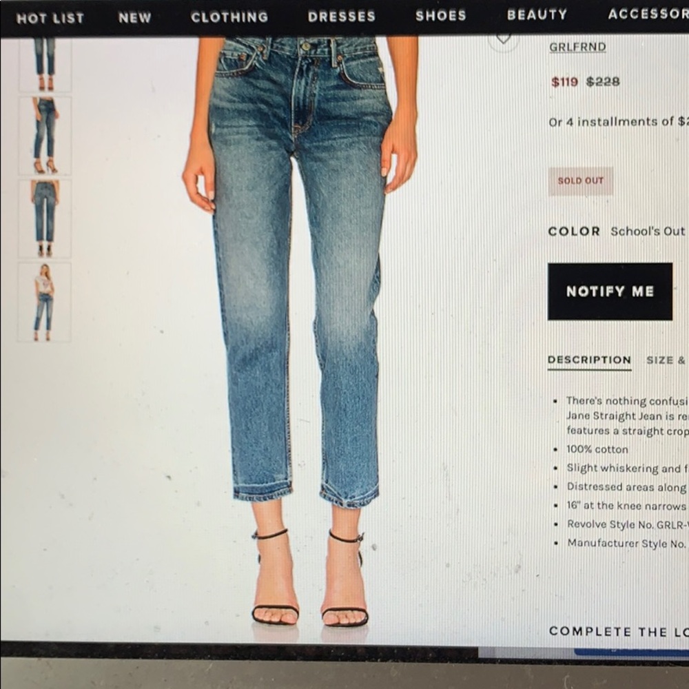 Grlfrnd Jane straight leg Jean